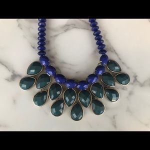 Green Stone and Blue Bead Necklace